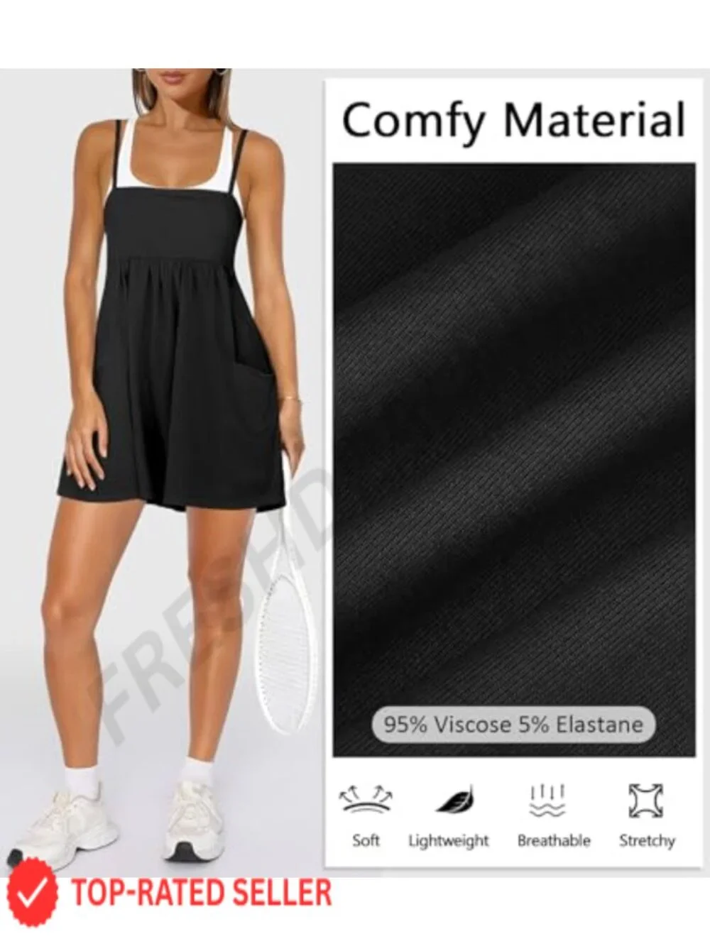 Women's Athletic Romper with Pockets Spaghetti Strap Shorts